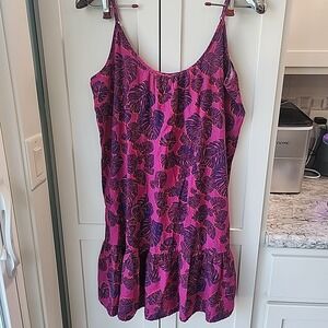 LOFT Summer‎ Dress Size XS, Linen/ Viscose Parachute Shift, Plum Floral